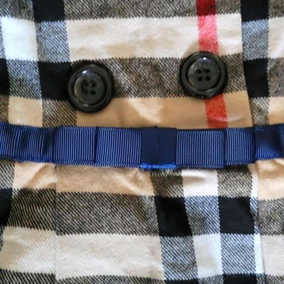 Burberry London Nova Check Pleated Dress Buttons Front Panel And Satin Belt XL - Picture 4 of 11